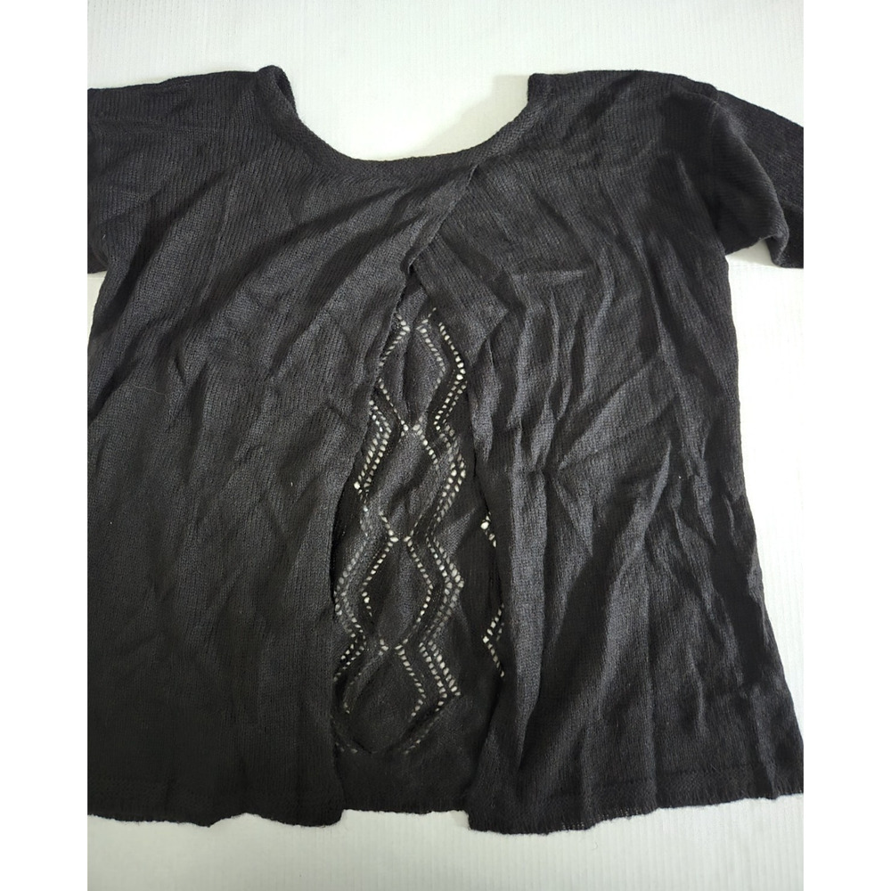 Womens Peruvian Connection Peru Size Large Black Alpaca Sweater Open Back AH14-1